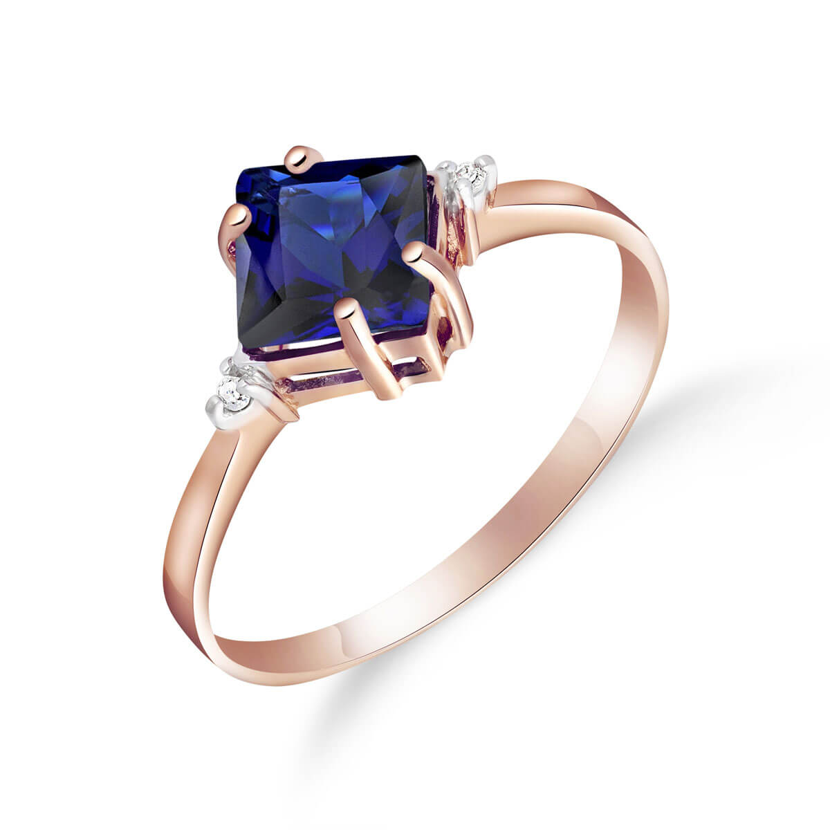 Sapphire & Diamond Princess Ring in 18ct Rose Gold