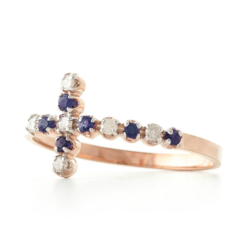 Sapphire Cross Ring 0.24 ctw in 18ct Rose Gold