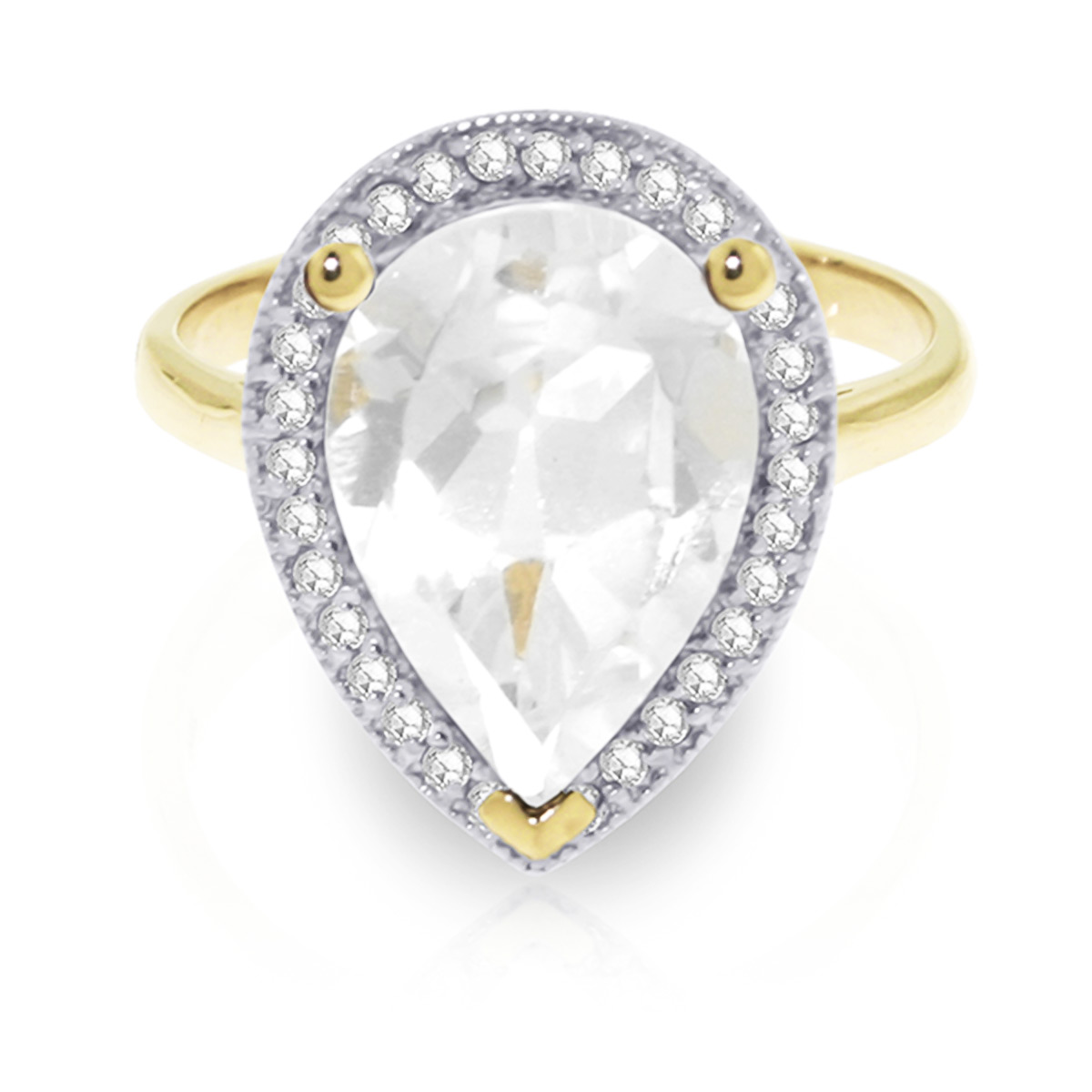 White Topaz Halo Ring 5.61 ctw in 18ct Gold