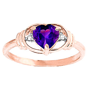 Amethyst & Diamond Halo Heart Ring in 9ct Rose Gold