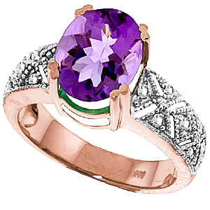 Amethyst & Diamond Renaissance Ring in 18ct Rose Gold