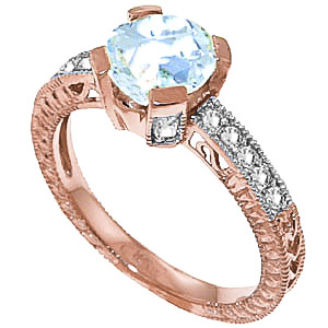 Aquamarine & Diamond Renaissance Ring in 18ct Rose Gold