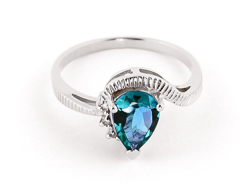 Blue Topaz & Diamond Belle Ring in 18ct White Gold