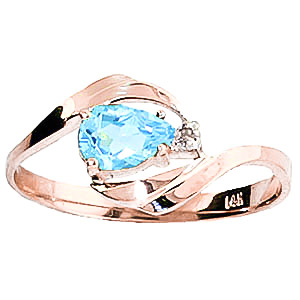Blue Topaz & Diamond Ring in 18ct Rose Gold