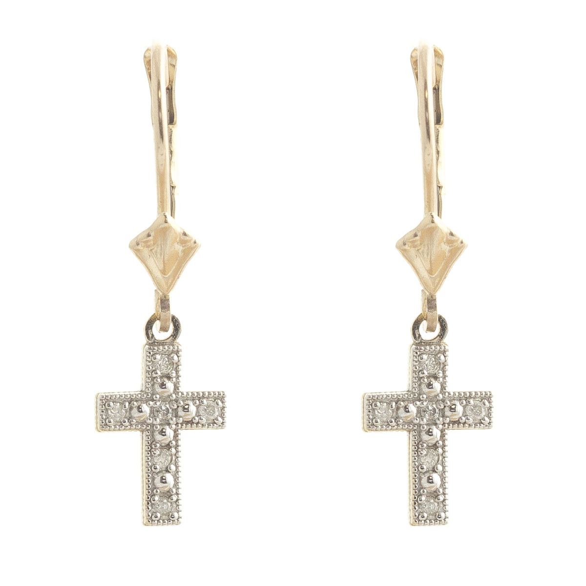 Diamond Cross Drop Earrings 0.06 ctw in 9ct Gold
