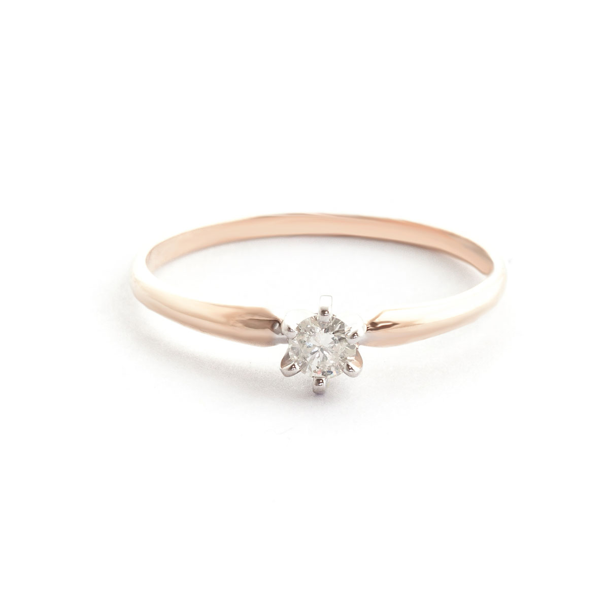 Diamond Crown Solitaire Ring 0.15 ct in 18ct Rose Gold