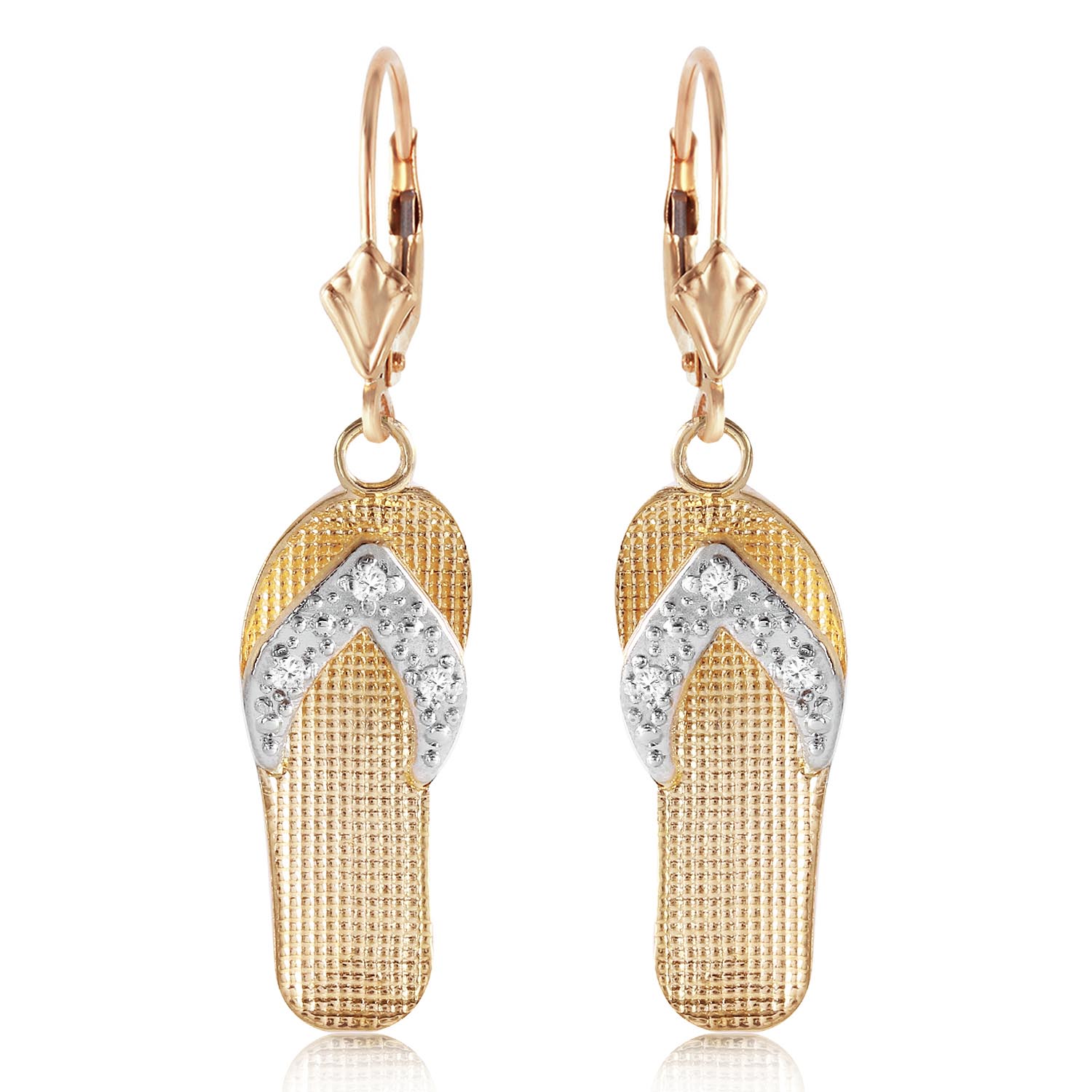 Diamond Sandal Drop Earrings 0.04 ctw in 9ct Gold