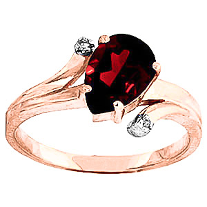 Garnet & Diamond Flank Ring in 18ct Rose Gold
