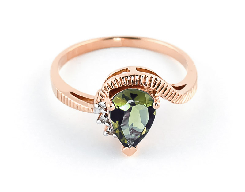 Green Amethyst & Diamond Belle Ring in 9ct Rose Gold