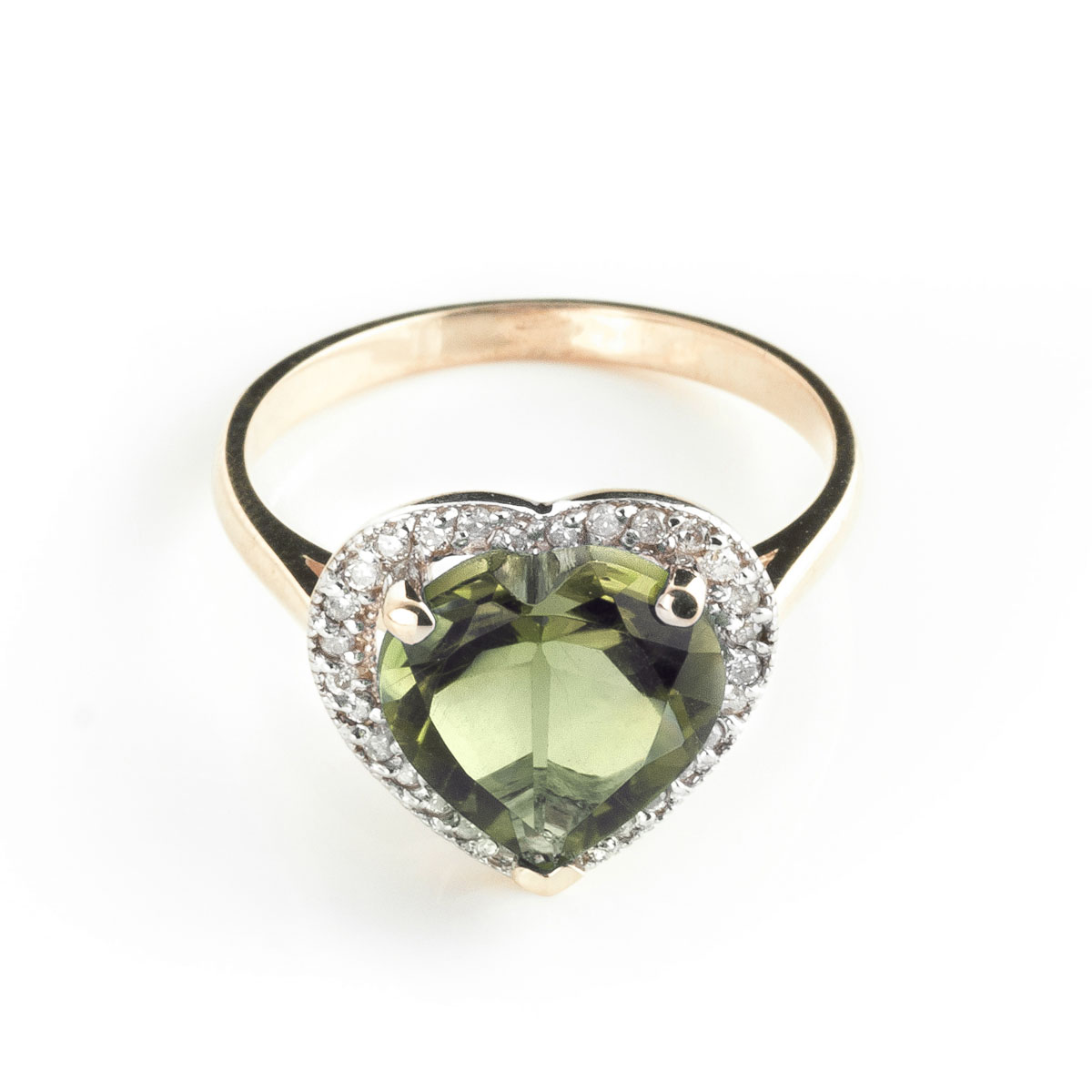Green Amethyst Halo Ring 3.24 ctw in 18ct Rose Gold