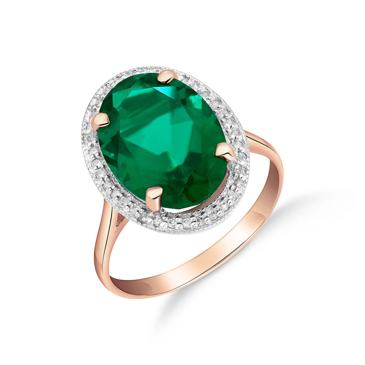 Lab Grown Emerald & Diamond Halo Ring 4.68 ctw in 9ct Rose Gold
