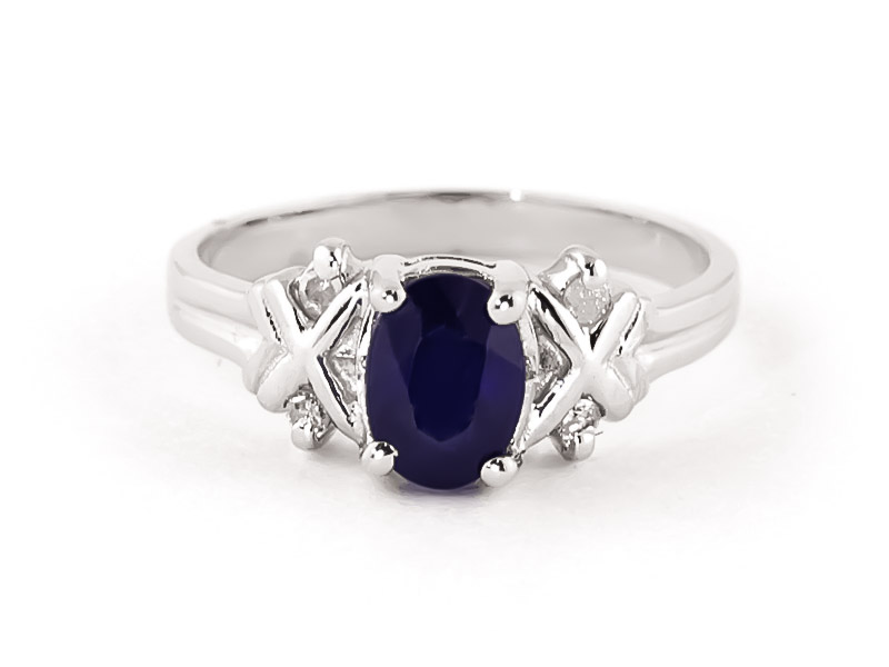 Oval Cut Sapphire Ring 1.47 ctw in Sterling Silver