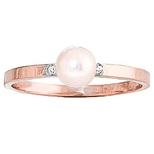 Pearl & Diamond Ring in 9ct Rose Gold