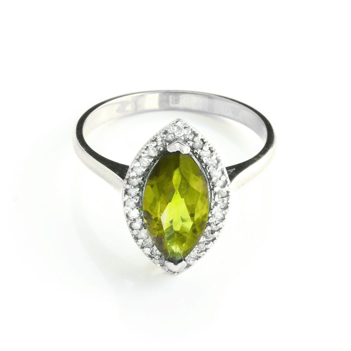 Peridot Halo Ring 2.15 ctw in 18ct White Gold