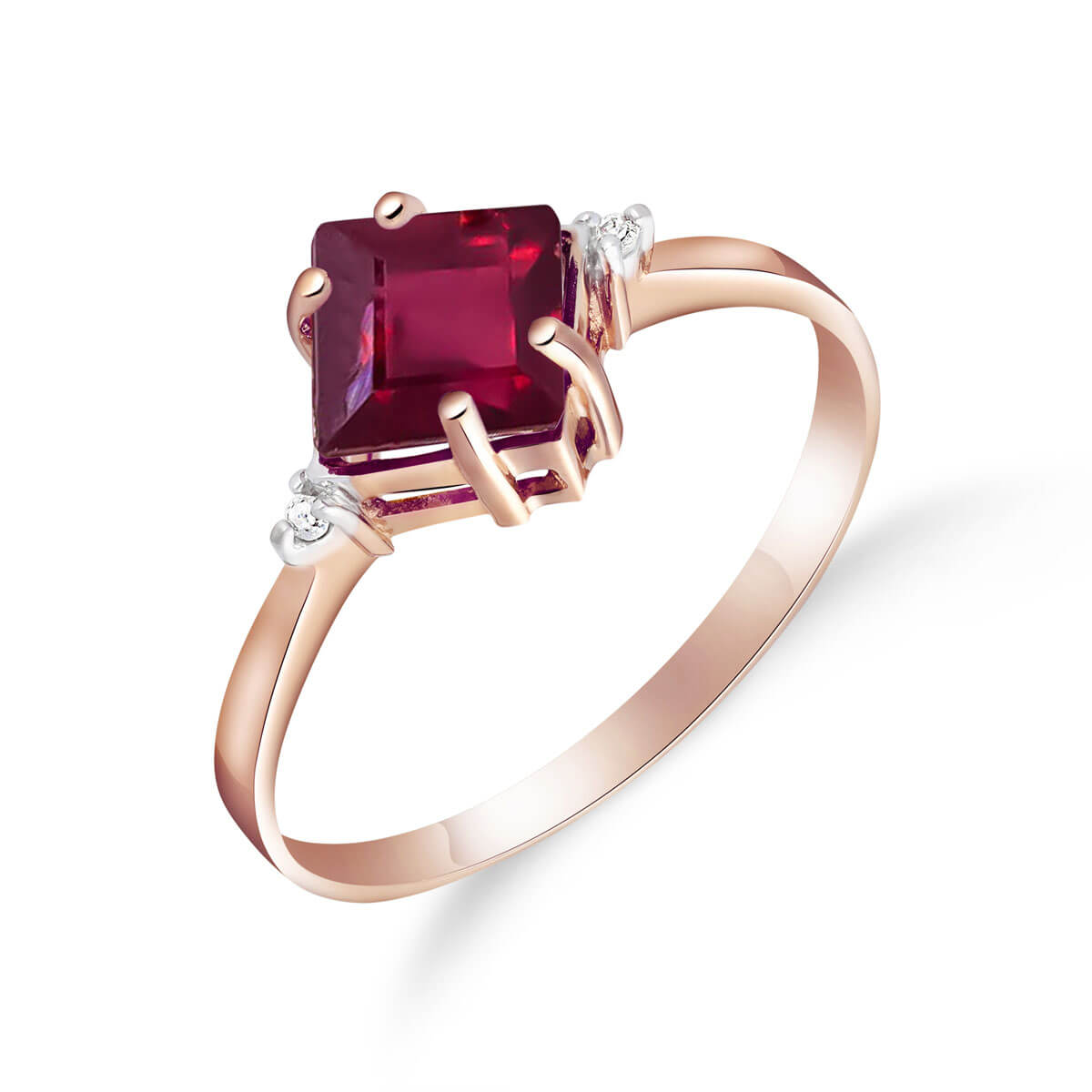Ruby & Diamond Princess Ring in 18ct Rose Gold