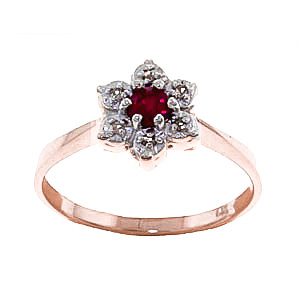 Ruby & Diamond Wildflower Cluster Ring in 9ct Rose Gold