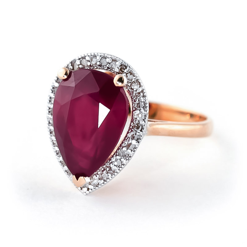 Ruby Halo Ring 5.51 ctw in 18ct Rose Gold