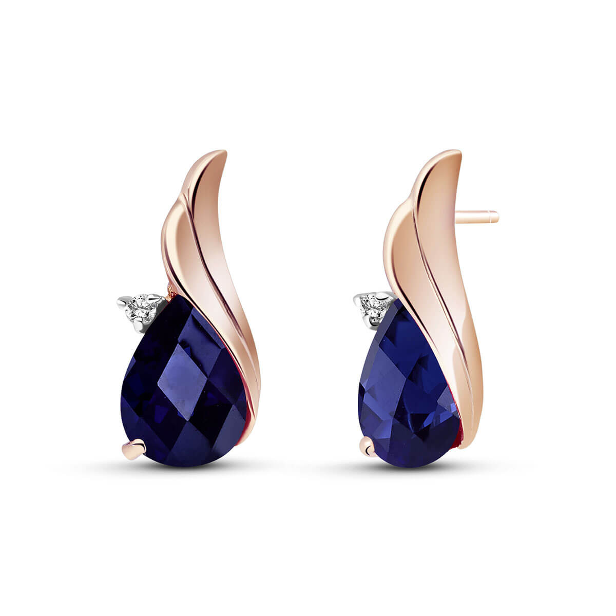 Sapphire & Diamond Stud Earrings in 9ct Rose Gold