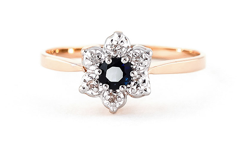 Sapphire & Diamond Wildflower Cluster Ring in 18ct Rose Gold