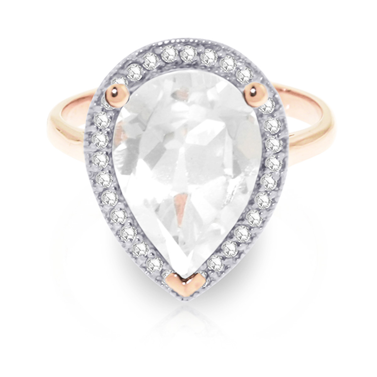 White Topaz Halo Ring 5.61 ctw in 18ct Rose Gold