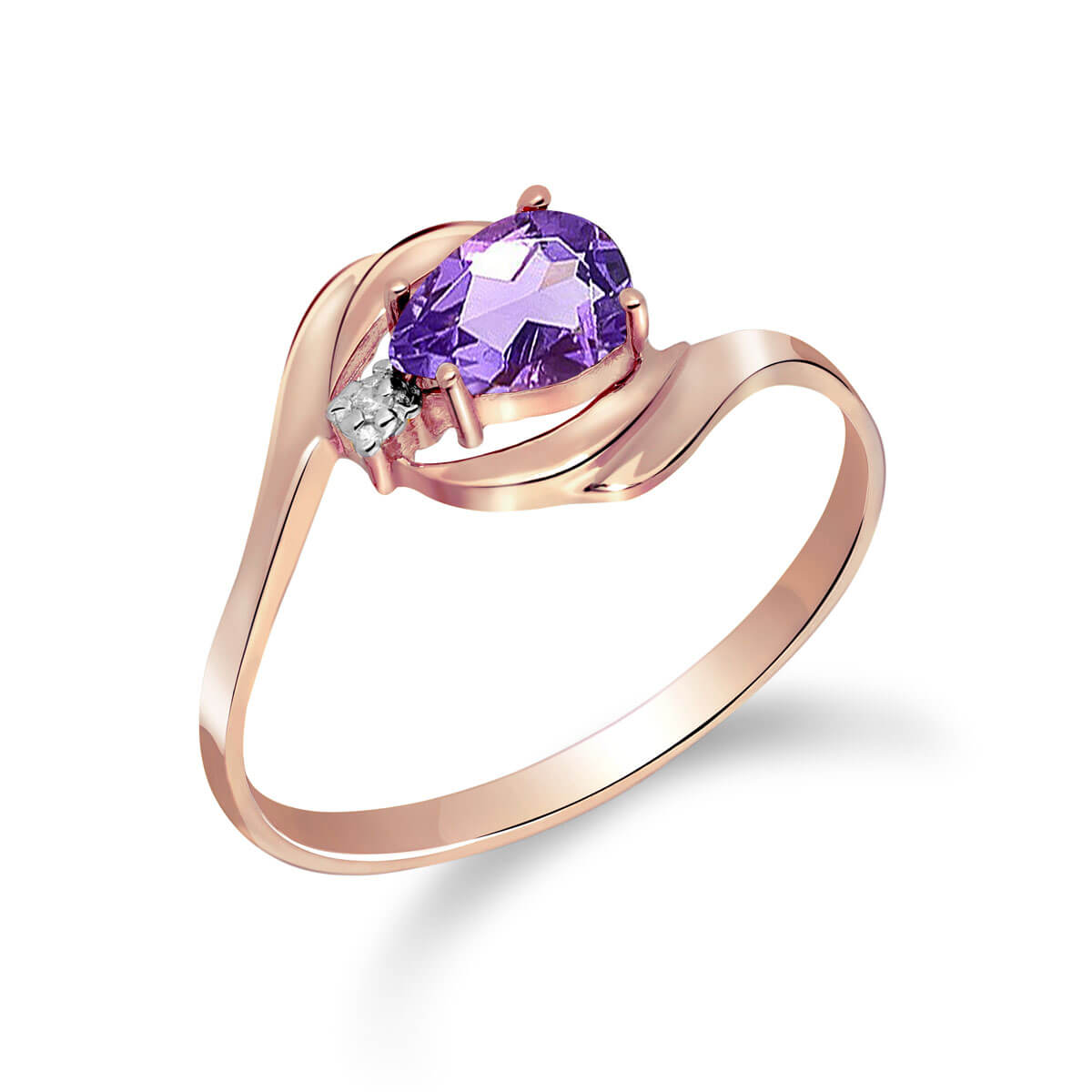 Amethyst & Diamond Flare Ring in 18ct Rose Gold