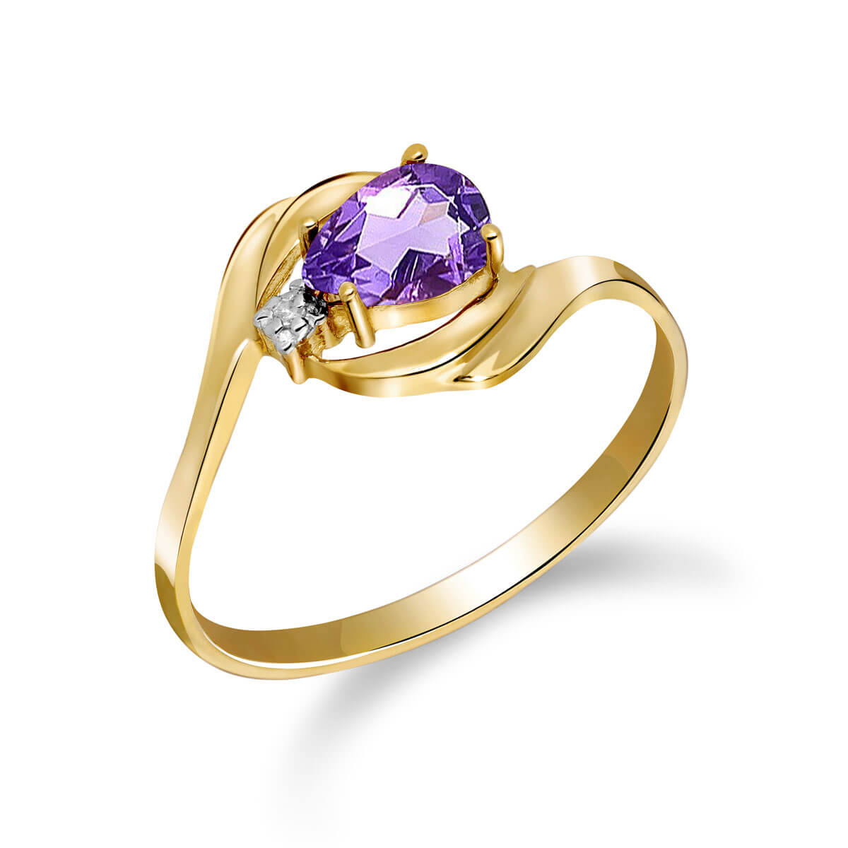 Amethyst & Diamond Flare Ring in 9ct Gold