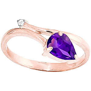 Amethyst & Diamond Top & Tail Ring in 9ct Rose Gold