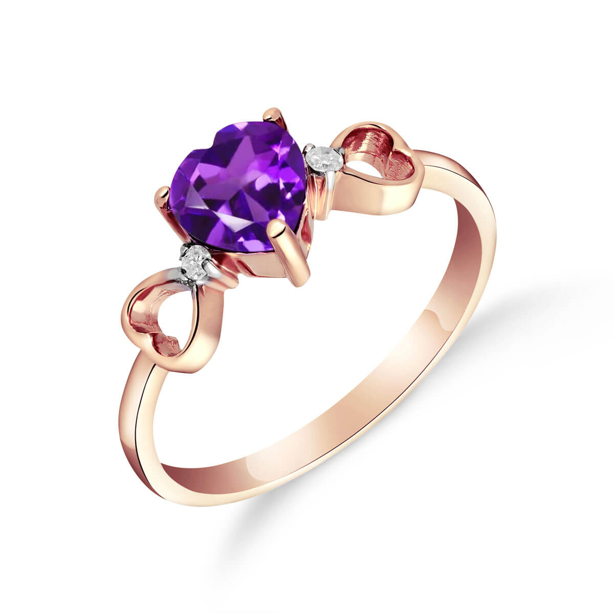 Amethyst & Diamond Trinity Ring in 18ct Rose Gold