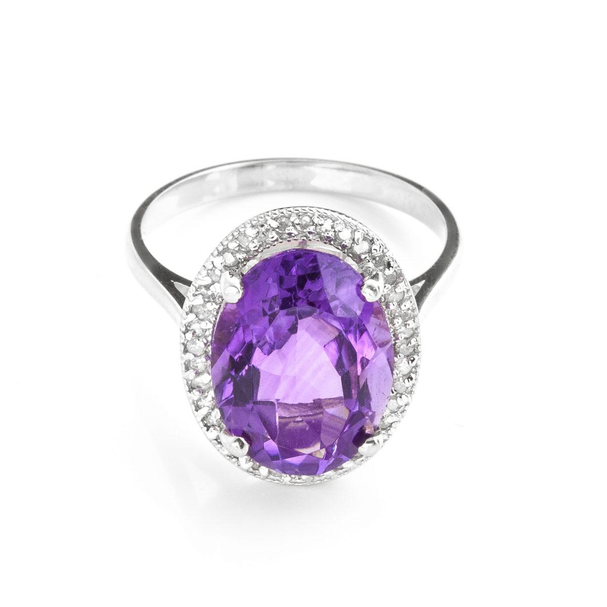 Amethyst Halo Ring 5.28 ctw in Sterling Silver