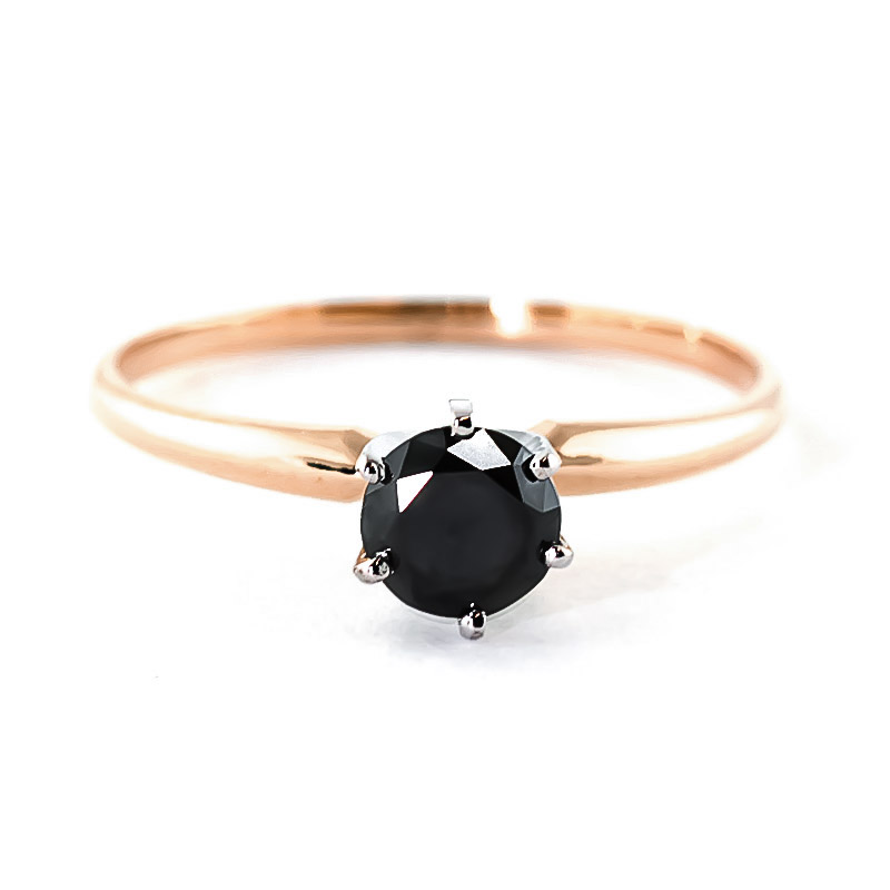 Black Diamond Crown Solitaire Ring 0.5 ct in 18ct Rose Gold