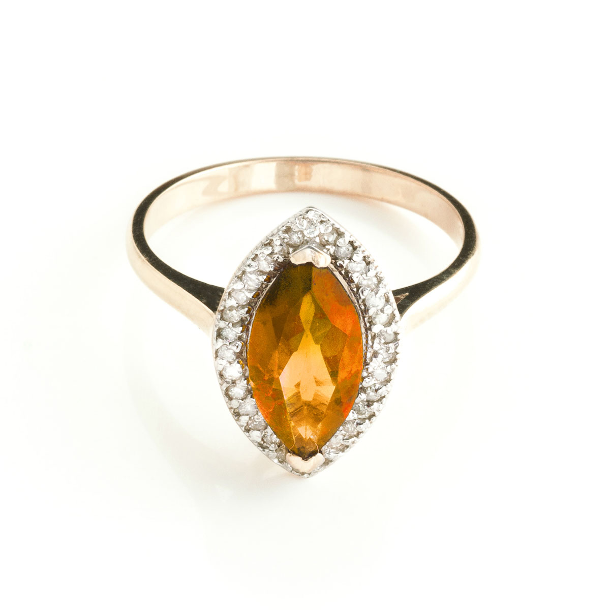 Citrine Halo Ring 1.8 ctw in 18ct Rose Gold