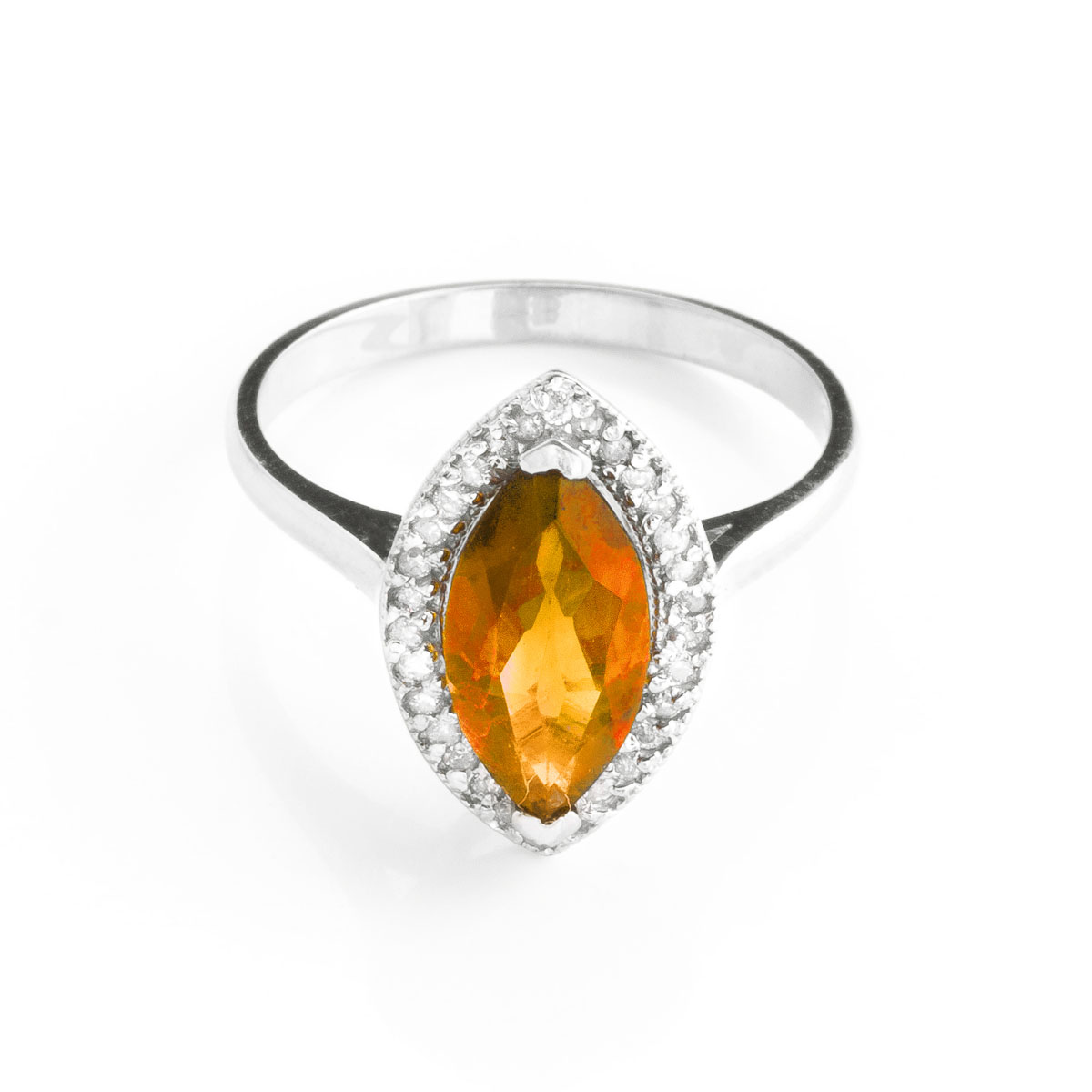 Citrine Halo Ring 1.8 ctw in 18ct White Gold