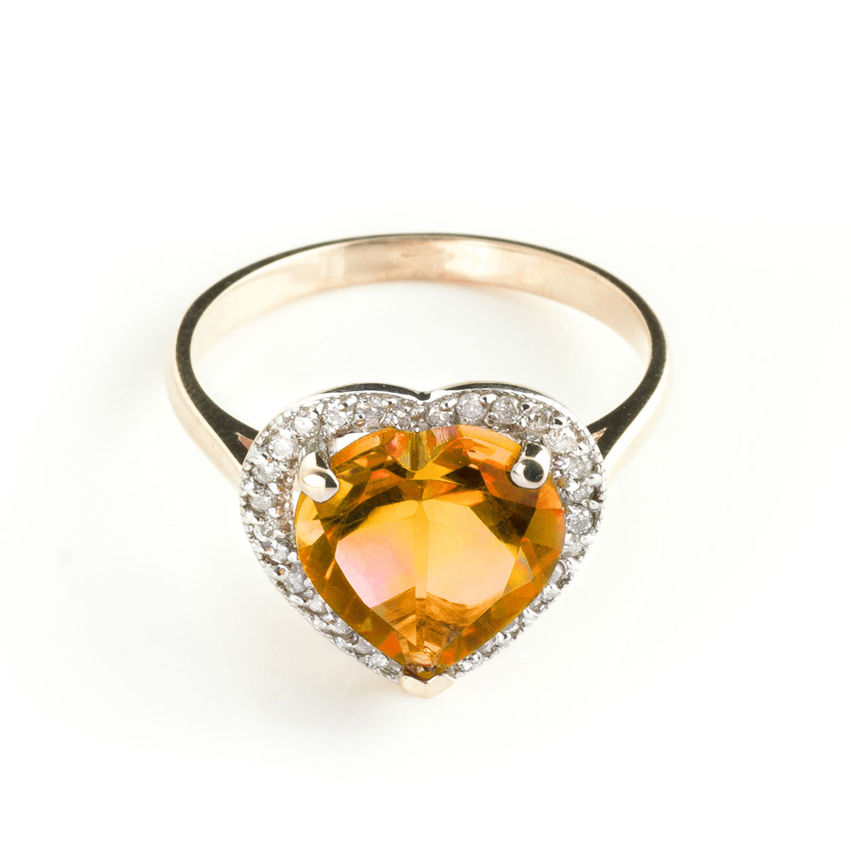 Citrine Halo Ring 3.24 ctw in 18ct Rose Gold