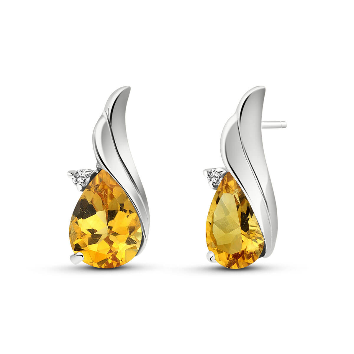 Citrine Stud Earrings 3.26 ctw in 9ct White Gold