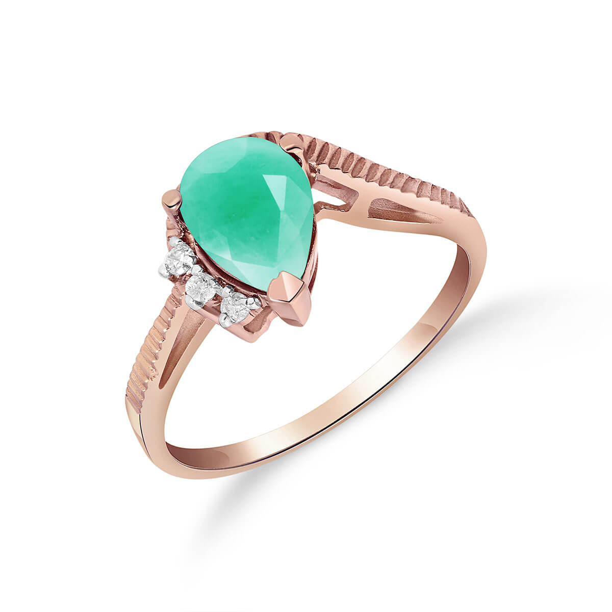 Emerald & Diamond Belle Ring in 9ct Rose Gold