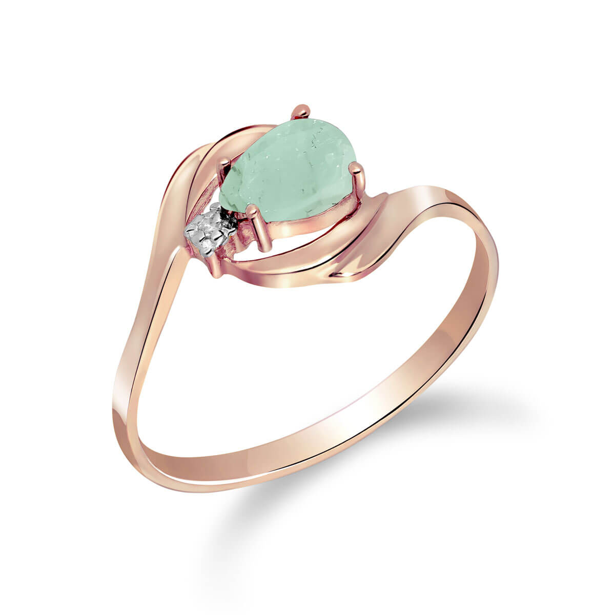 Emerald & Diamond Flare Ring in 9ct Rose Gold