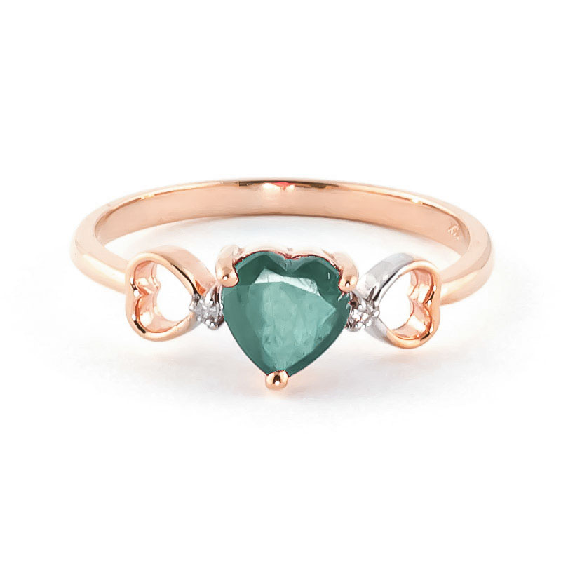 Emerald & Diamond Trinity Ring in 9ct Rose Gold