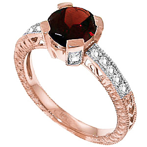 Garnet & Diamond Renaissance Ring in 18ct Rose Gold