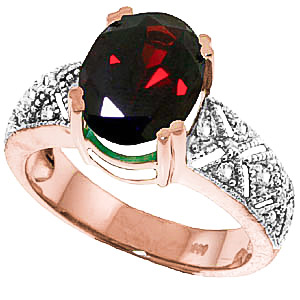 Garnet & Diamond Renaissance Ring in 9ct Rose Gold