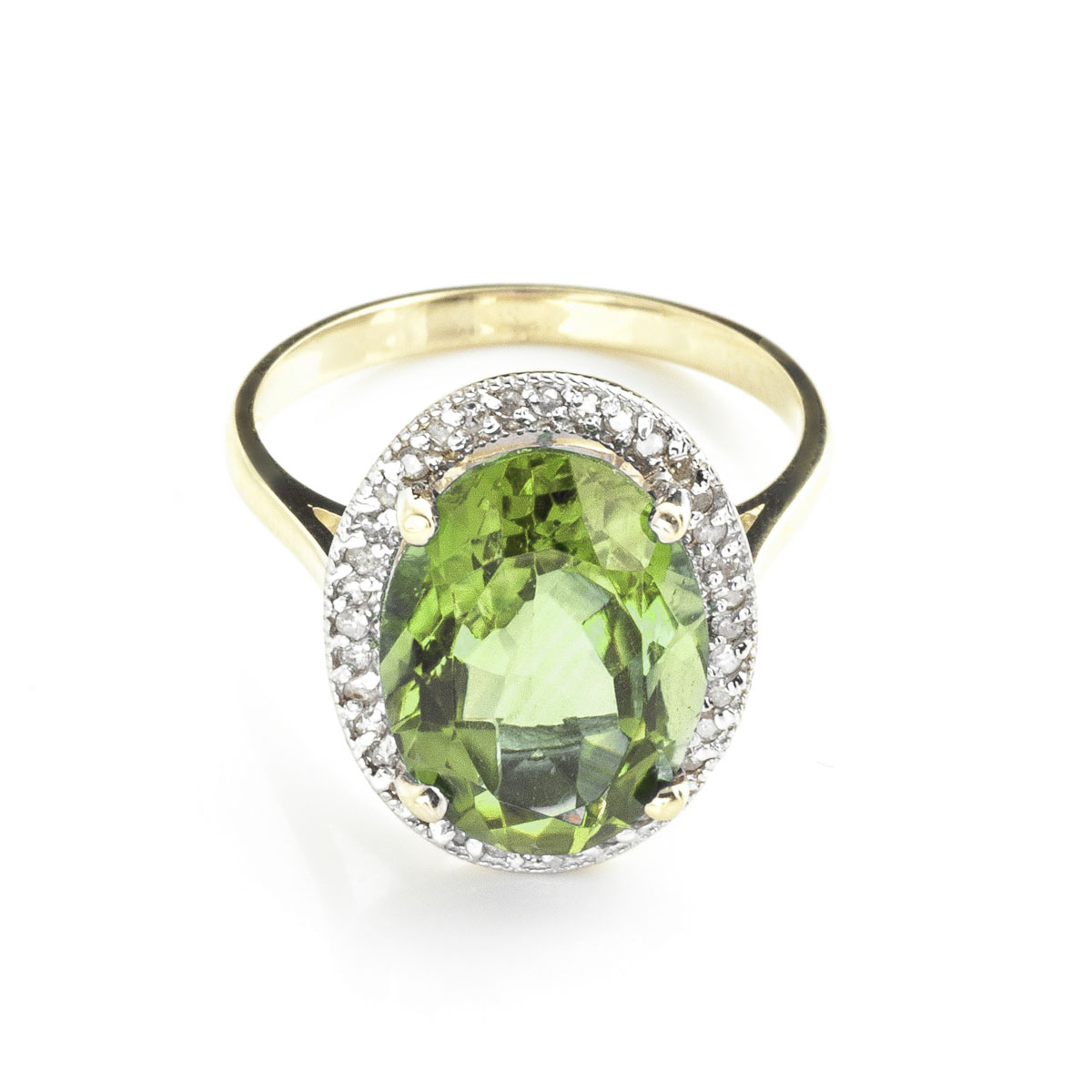 Green Amethyst Halo Ring 5.28 ctw in 18ct Gold