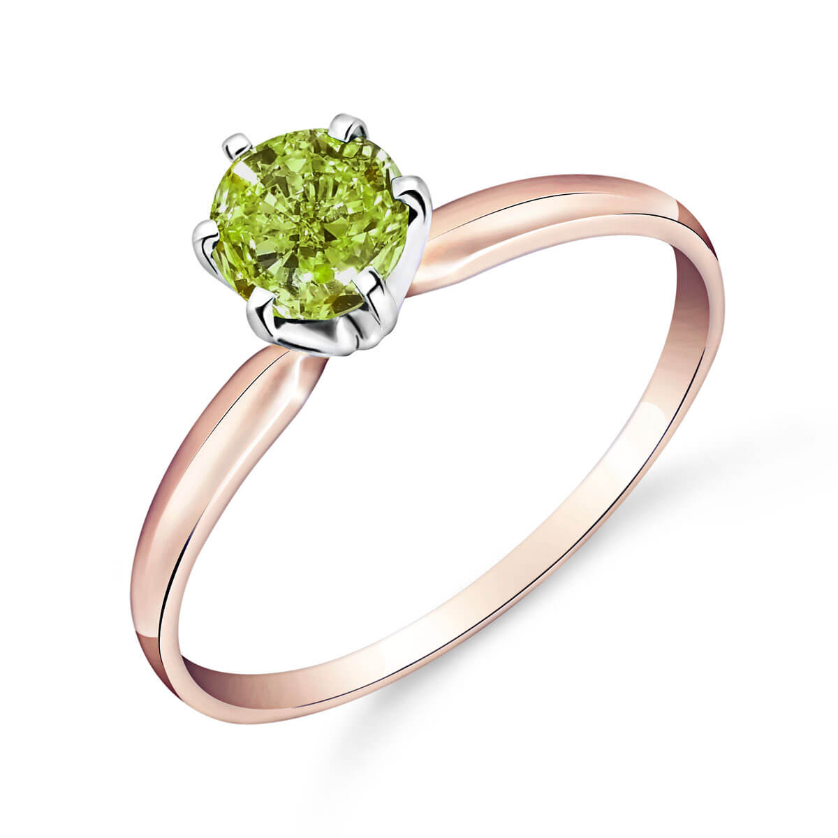 Green Diamond Crown Solitaire Ring 0.5 ct in 18ct Rose Gold