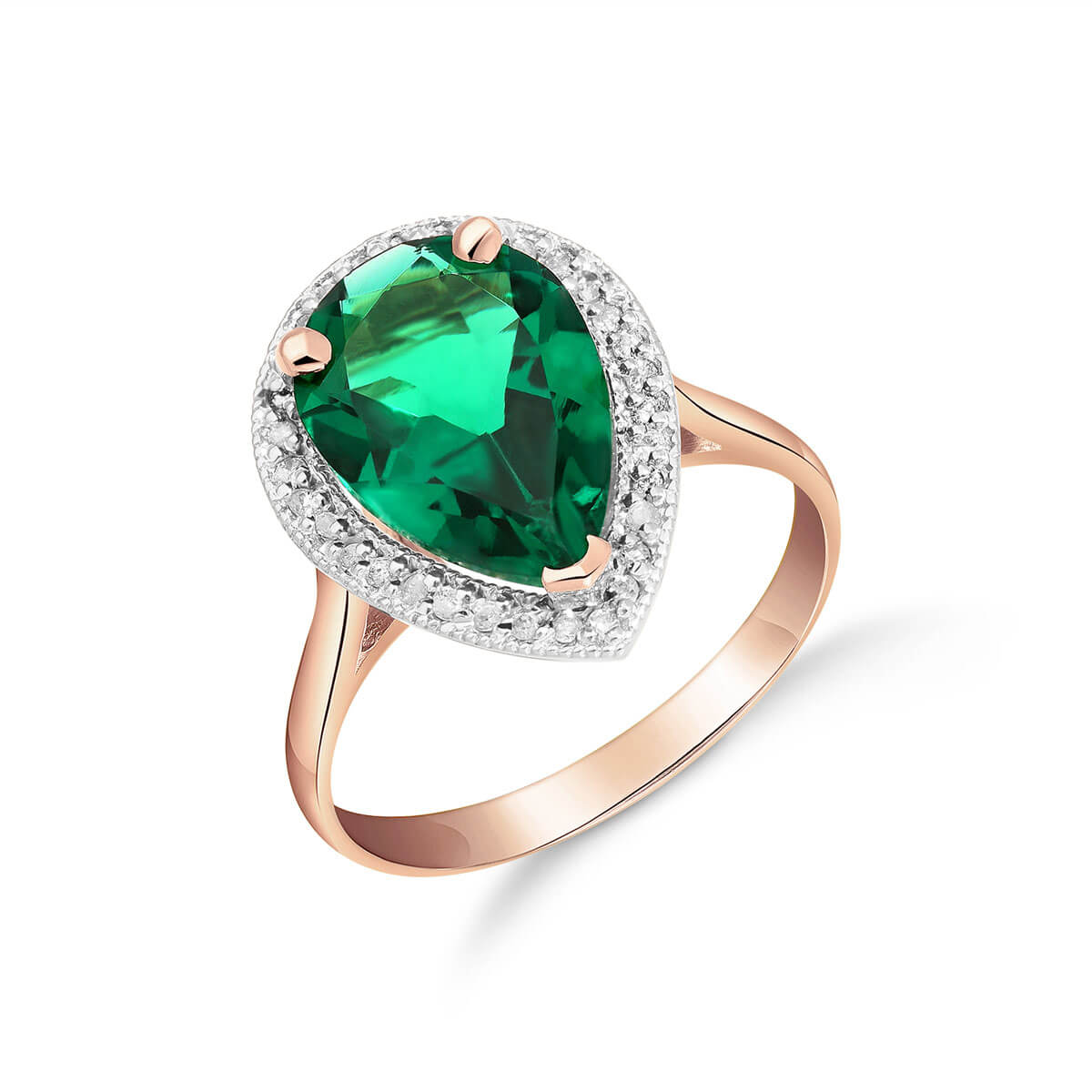 Lab Grown Emerald & Diamond Halo Ring 3.16 ctw in 18ct Rose Gold
