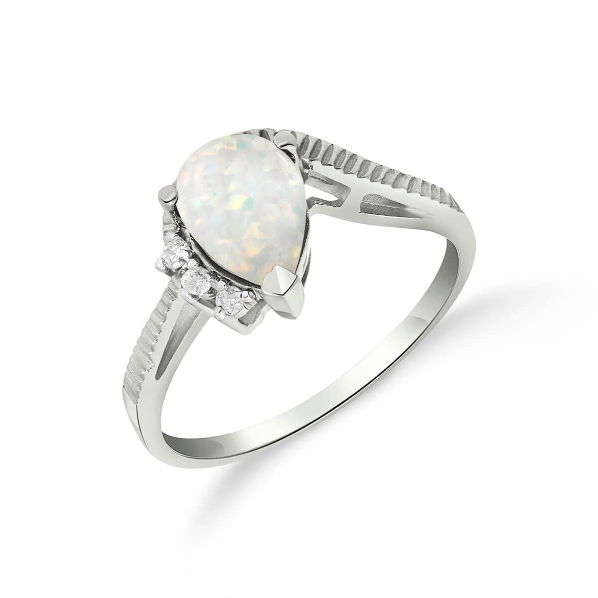 Opal & Diamond Belle Ring in 18ct White Gold