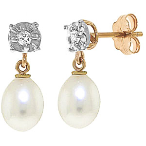Pearl & Diamond Stud Earrings in 9ct Gold