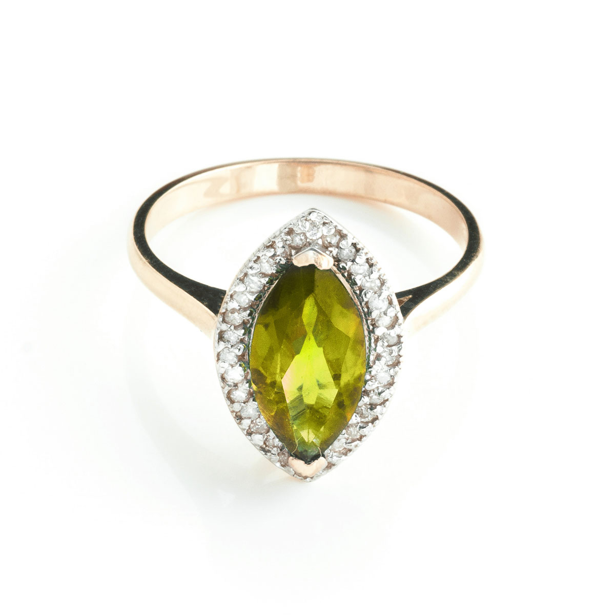 Peridot Halo Ring 2.15 ctw in 18ct Rose Gold