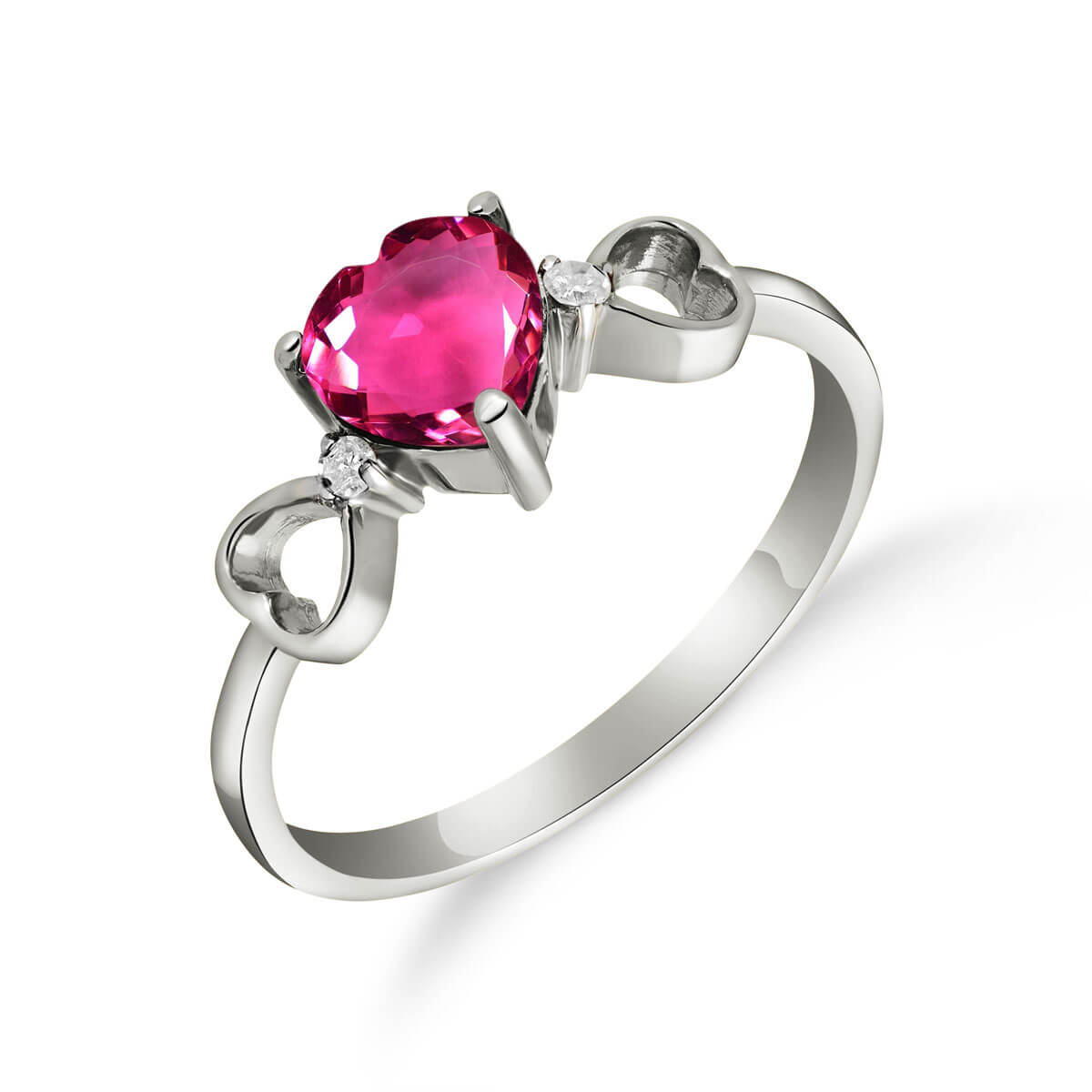 Pink Topaz & Diamond Trinity Ring in 18ct White Gold