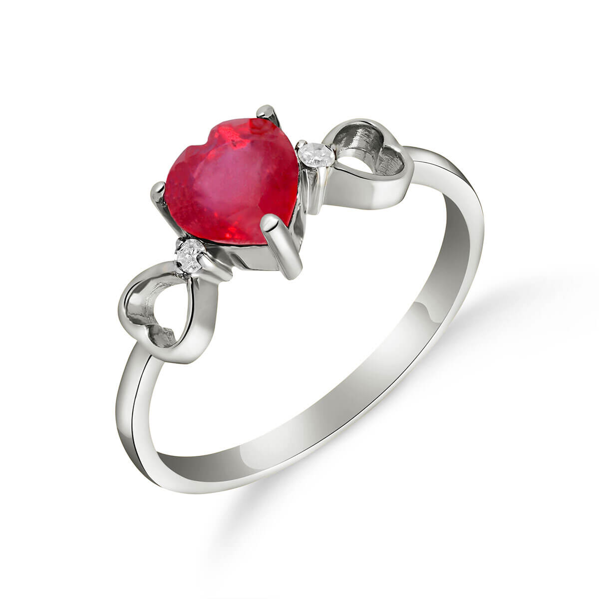 Ruby & Diamond Trinity Ring in 18ct White Gold