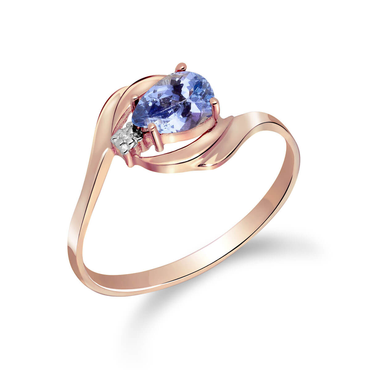 Tanzanite & Diamond Flare Ring in 18ct Rose Gold