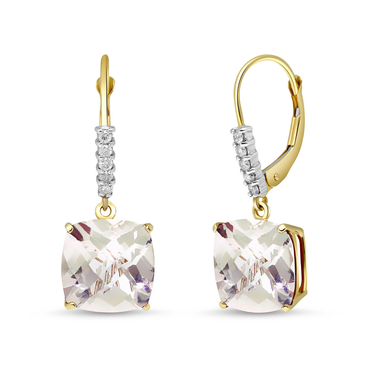 White Topaz & Diamond Rococo Drop Earrings in 9ct Gold