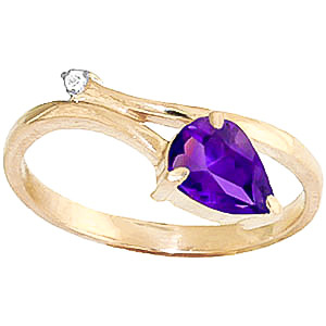 Amethyst & Diamond Top & Tail Ring in 9ct Gold